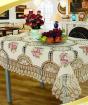 Do-it-yourself tablecloth embroidered with ribbons Ribbon embroidery on a tablecloth